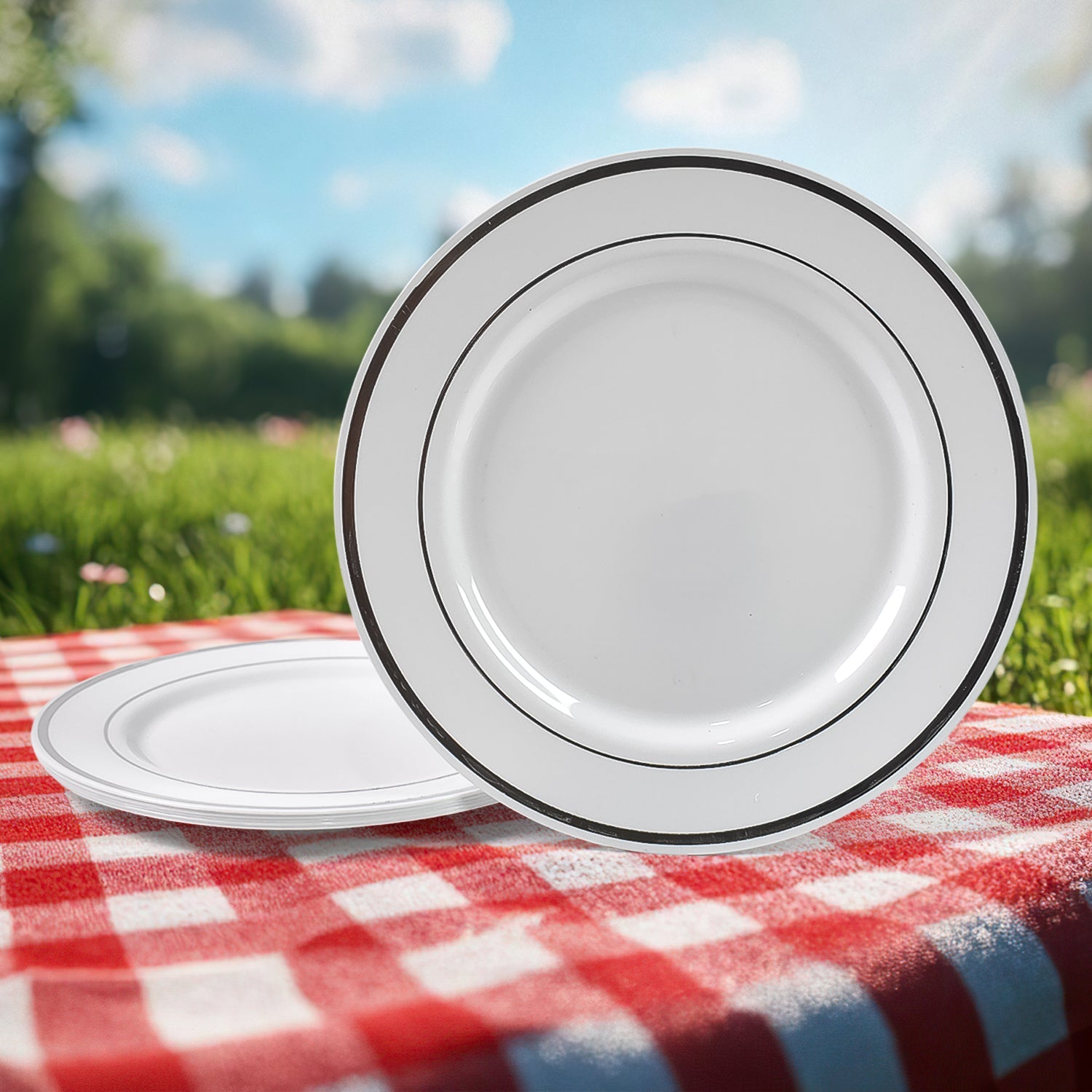 Round Plastic Dinner Plates Wedding Birthday Party Tableware Supplies (6 Pcs Set) Round Plastic Dinner Plates Wedding Birthday Party Tableware Supplies (6 Pcs Set)